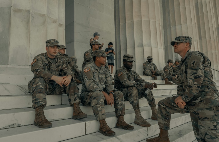 Army Men Sitting