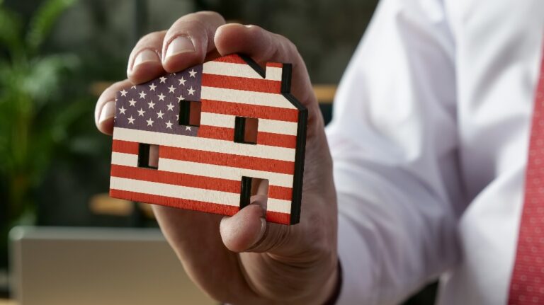 the manager keeps the house in the colors of the US flag